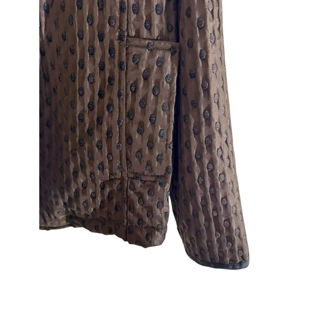 New Abstract Lagenlook Women S Brown Polka Dot Quilted Boho Spring - Picture 7 of 12